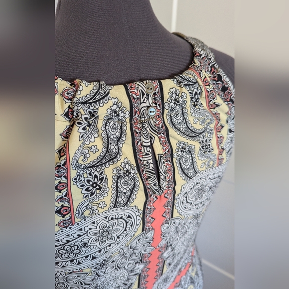 Cato Womens Maxi Dress XL Paisley Scarf Print Halter Neckline Pink Yellow Olive - Picture 4 of 8